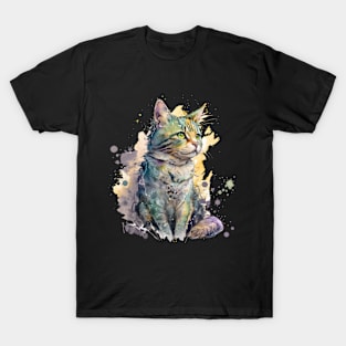 Portrait of an adorable and beautiful Cat watercolor T-Shirt